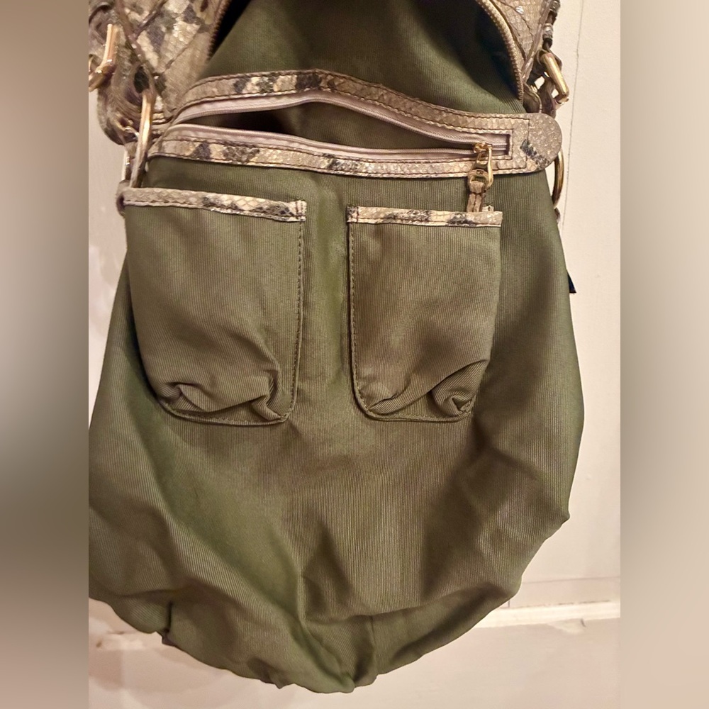 Python Snakeskin Leather Large Shoulder Bag - image 4